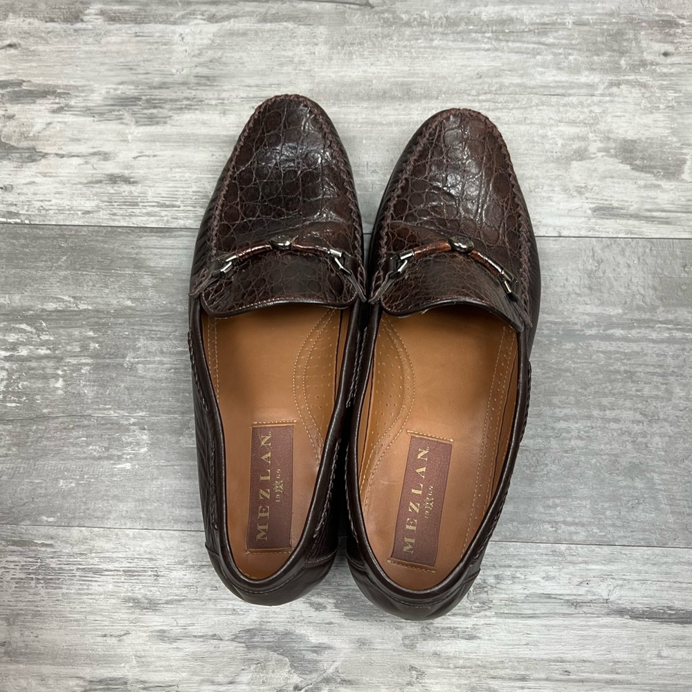 Mezlan Brown Crocodile Loafers 9.5 M - Picture 8 of 10